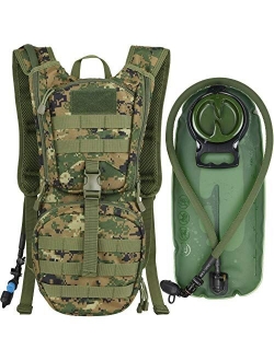 MARCHWAY Tactical Molle Hydration Pack Backpack with 3L TPU Water Bladder, Military Daypack for Cycling, Hiking, Running, Climbing, Hunting, Biking