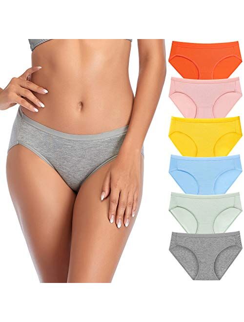 CULAYII Women's Cotton Bikini Panties, High-Cut Full Coverage Stretch Cool Underwear for Women