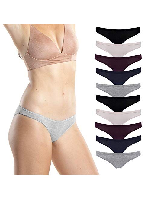 Emprella Womens Cotton Bikini Underwear Set, Seamless Ladies Panties | 10 Pack