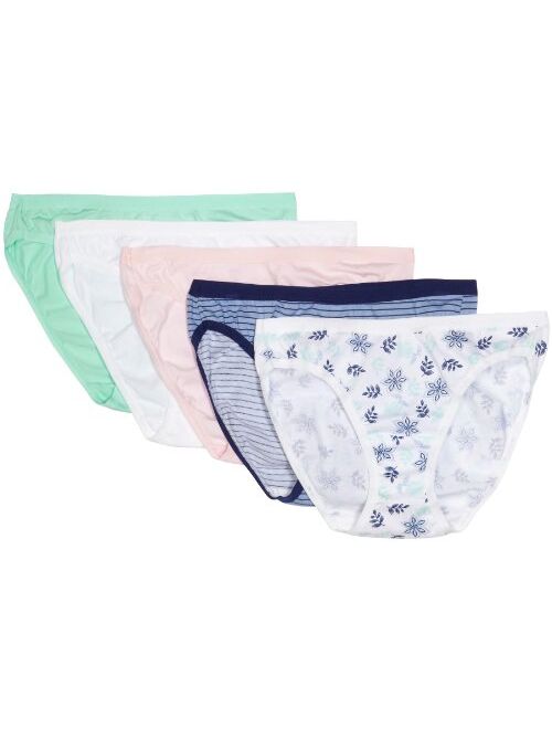 Vanity Fair Women's Plus Size True Comfort Cotton Stretch 5 Pack Bikini Panties