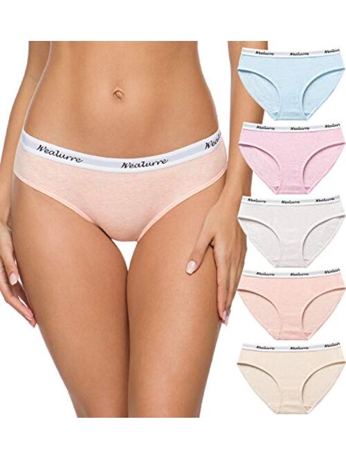 Wealurre Womens Underwear Cotton Bikini Breathable Sport Low Rise Panty for Women Multipack