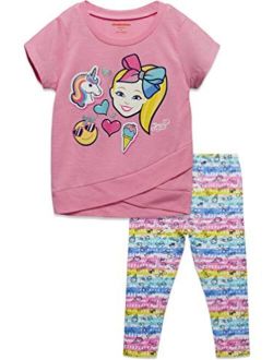 JoJo Siwa Girls Short Sleeve Fashion Crossover Top and Leggings Set