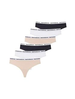 Women's Premium Performance Thong with Logo Printed Elastic Waistband, 3 or 6 Pack