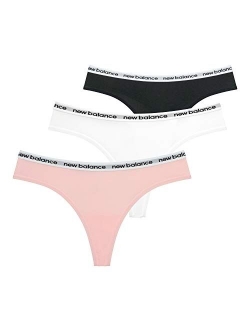 Women's Premium Performance Thong with Logo Printed Elastic Waistband, 3 or 6 Pack