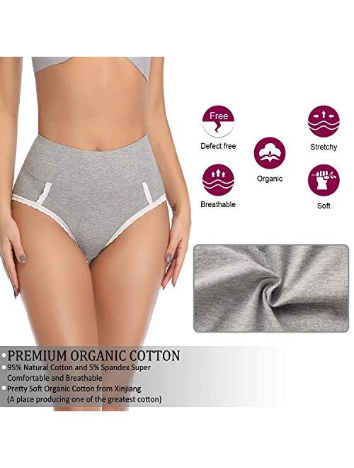 Womens Underwear, High Waist Cotton Underwear No Muffin Soft Full Coverage Ladies Briefs Panties for Women