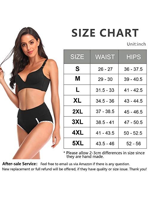 Womens Underwear, High Waist Cotton Underwear No Muffin Soft Full Coverage Ladies Briefs Panties for Women