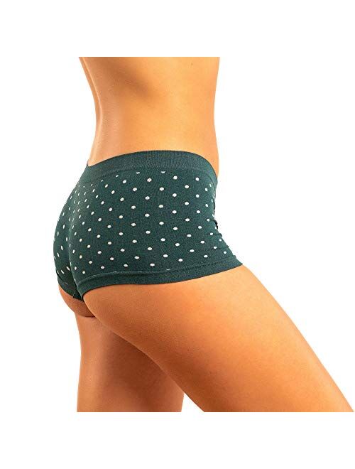 Alyce Ives Intimates Pack of 12 Womens Seamless No Show Boyshort with Polka Dots & Stripes