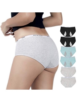 Nalwort Teen Girls Period Underwear Menstrual Period Panties Leak-Proof Organic Cotton Protective Briefs Pack of 6