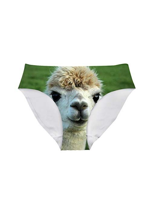 Dellukee Sexy Women Underwear Briefs Breathable Hipster Panty White Alpaca Print