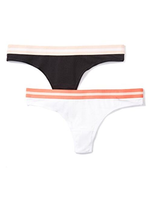 Iris & Lilly Women's Sporty Cotton Thong, Pack of 2