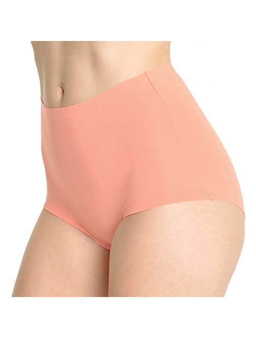 ToBeInStyle Women's 6 Pack High Waisted Seamless Basic Laser Cut Panties