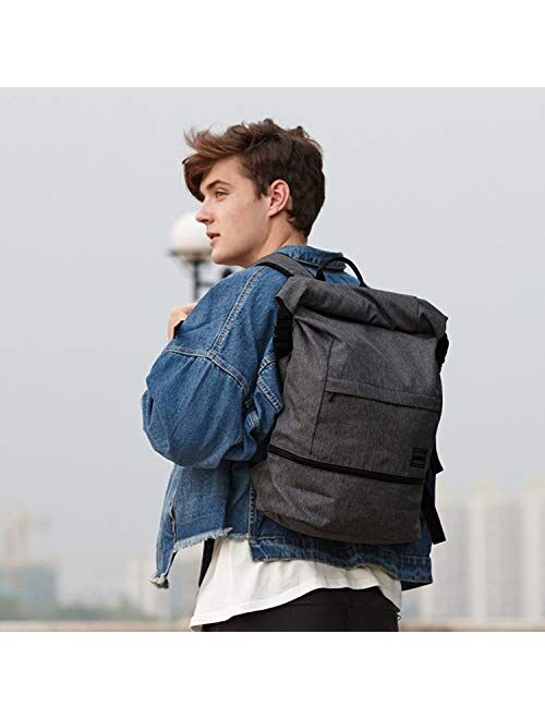 15.6 Travel Laptop Backpack,Roll Top Water Resistant Lightweight School Bag