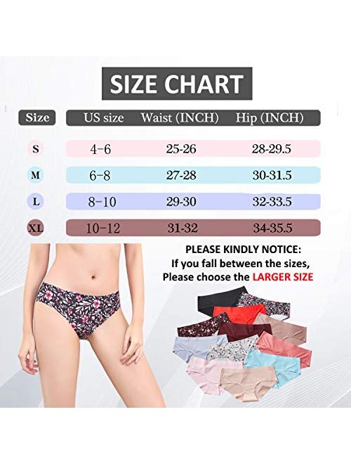 Amorfati No Panty Line Bikini Underwear for Women Panties Hipster Seamless Panty Laser Cut Invisible 12-Pack