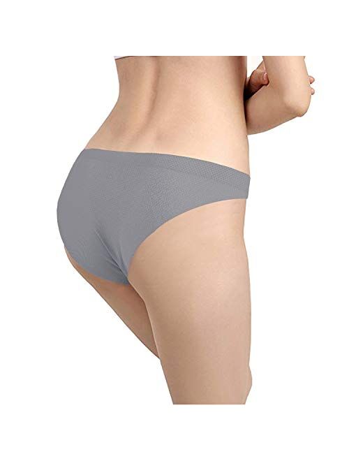 LittleLuck Women's Thongs Breathable Cotton Panties Stretch Low Rise Sexy  G-String No Show Underwear 6 Pack S