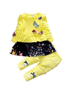 Infant Little Baby Girls Clothing Set 2 Pieces Set Long Sleeve T Shirt and Skirt Pants