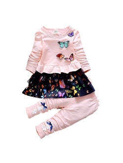 Infant Little Baby Girls Clothing Set 2 Pieces Set Long Sleeve T Shirt and Skirt Pants