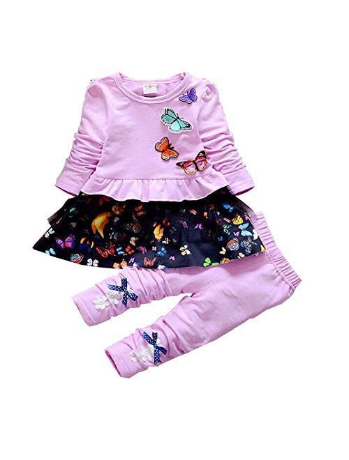 Infant Little Baby Girls Clothing Set 2 Pieces Set Long Sleeve T Shirt and Skirt Pants