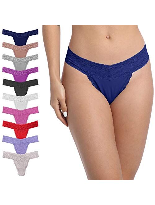 GAREDOB Pack Of 10 Sexy Womens Lace Thongs Underwear, Assorted Different Lace Pattern & Colors