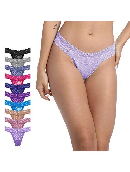 GAREDOB Pack Of 10 Sexy Womens Lace Thongs Underwear, Assorted Different Lace Pattern & Colors