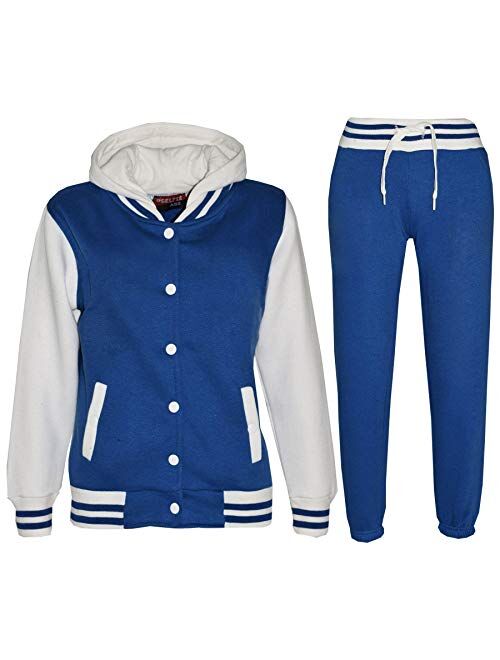 Kids Tracksuit Girls Designer Baseball Plain Top Bottoms Jogging Suits 7-13 Yr