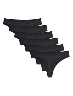 Bolivelan Pack of 6 Womens Mid-Rise Seamless Thongs Comfy Underwear G-Strings Panties