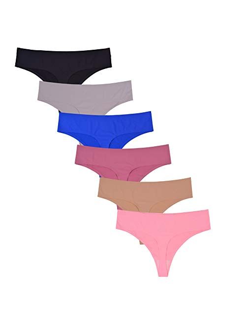 Bolivelan Womens Mid-Rise Seamless Thongs Comfy Underwear G-Strings Panties,  6 Colors (6 Pack), 4 : : Clothing, Shoes & Accessories
