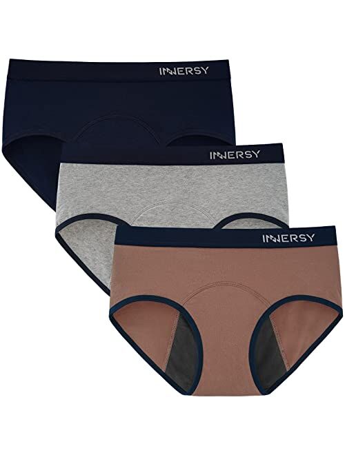 INNERSY Womens Cotton Period Panties Heavy Flow Menstrual Underwear 3 Pack