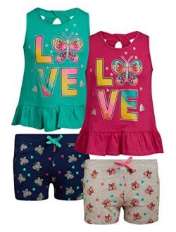 Real Love Girl's 4-Piece French Terry Short Sets