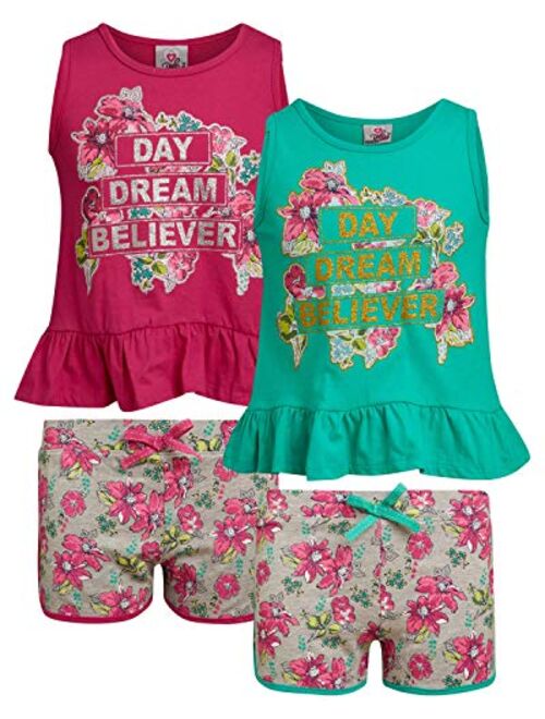 Real Love Girl's 4-Piece French Terry Short Sets