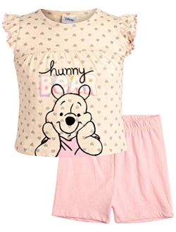 Girls 2 Piece T-Shirt Knit Short Set: Minnie Mouse & Pooh Bear (Infant, Toddler, Little Girls)