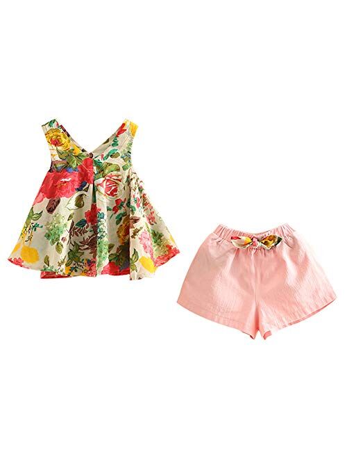 Mud Kingdom Girls Outfits Holiday Shorts and Tops Floral Clothes Set