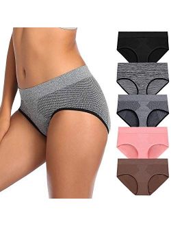 Womens Underwear, Low Waist Full Coverage Soft Breathable Briefs Comfortable Hipster Panties for Women