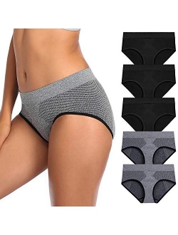 Womens Underwear, Low Waist Full Coverage Soft Breathable Briefs Comfortable Hipster Panties for Women