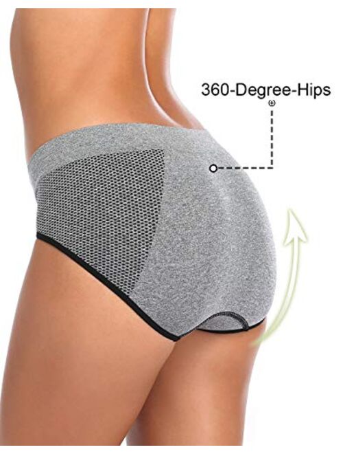 Womens Underwear, Low Waist Full Coverage Soft Breathable Briefs Comfortable Hipster Panties for Women