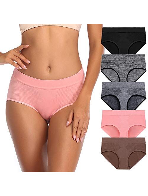 Womens Underwear, Low Waist Full Coverage Soft Breathable Briefs Comfortable Hipster Panties for Women