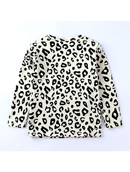 Cute Girls 2Pcs Leopard Outfits Set Summer Short Sleeve T-Shirt + Shorts Clothes