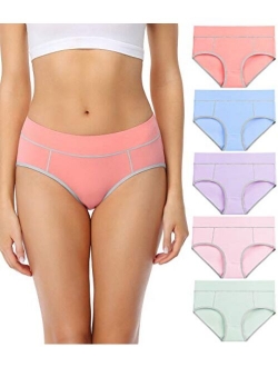 wirarpa Women's Cotton Stretch Underwear Comfy Mid Waisted Briefs Ladies Breathable Panties Multipack