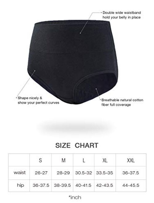 GNEPH Women Cotton Panties Breathable High Waist Underwear Ladies Stretch Full Coverage Briefs Panty Multipack