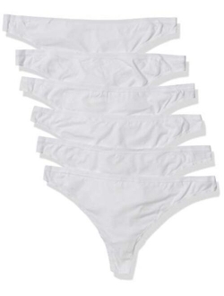 Women's Plus-Size 6-Pack Cotton Stretch Thong Underwear