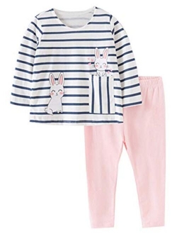 Toddler Girls Outfit Set Kids Long Sleeve Tee and Pants Set Casual Soft Clothing Sets