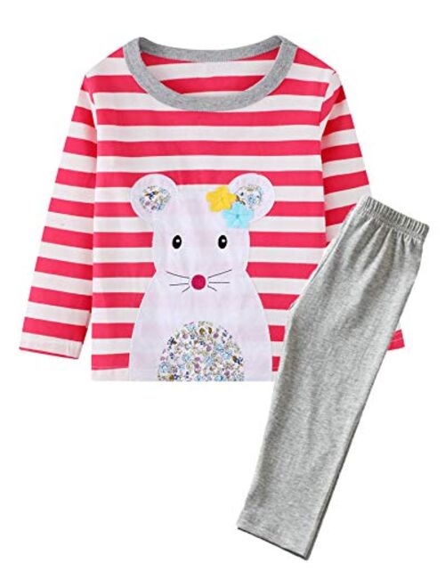 Toddler Girls Outfit Set Kids Long Sleeve Tee and Pants Set Casual Soft Clothing Sets