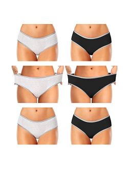 Cotton Underwear For Women Full Coverage Panties Soft Stretch Hipster Breathable Ladies Briefs 6 Pack