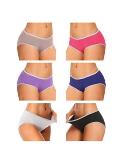 Cotton Underwear For Women Full Coverage Panties Soft Stretch Hipster Breathable Ladies Briefs 6 Pack