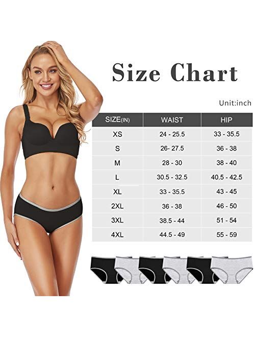 Cotton Underwear For Women Full Coverage Panties Soft Stretch Hipster Breathable Ladies Briefs 6 Pack