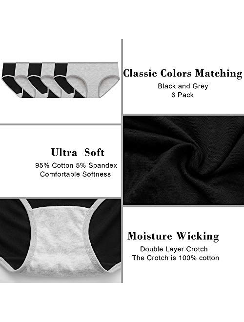 Cotton Underwear For Women Full Coverage Panties Soft Stretch Hipster Breathable Ladies Briefs 6 Pack