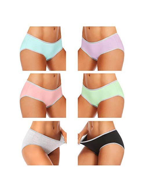 Cotton Underwear For Women Full Coverage Panties Soft Stretch Hipster Breathable Ladies Briefs 6 Pack