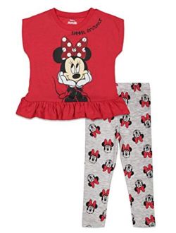 Minnie Mouse Girls Peplum Short Sleeve Top and Leggings Set