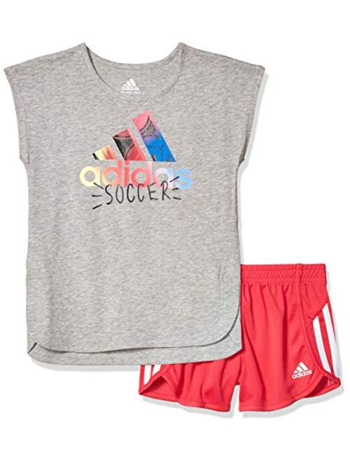 adidas Girls Sleeve Tee & Sport Short Clothing Set