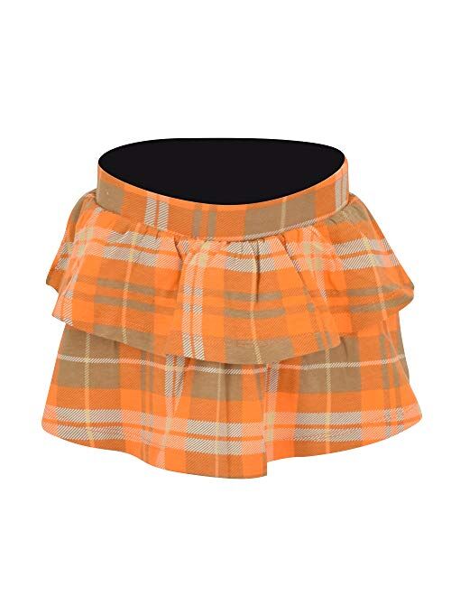 Unique Baby Girls Pumpkin Kisses Plaid 2 Piece Fall Thanksging Skirt Set