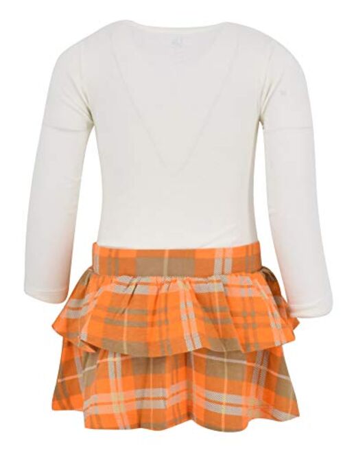 Unique Baby Girls Pumpkin Kisses Plaid 2 Piece Fall Thanksging Skirt Set